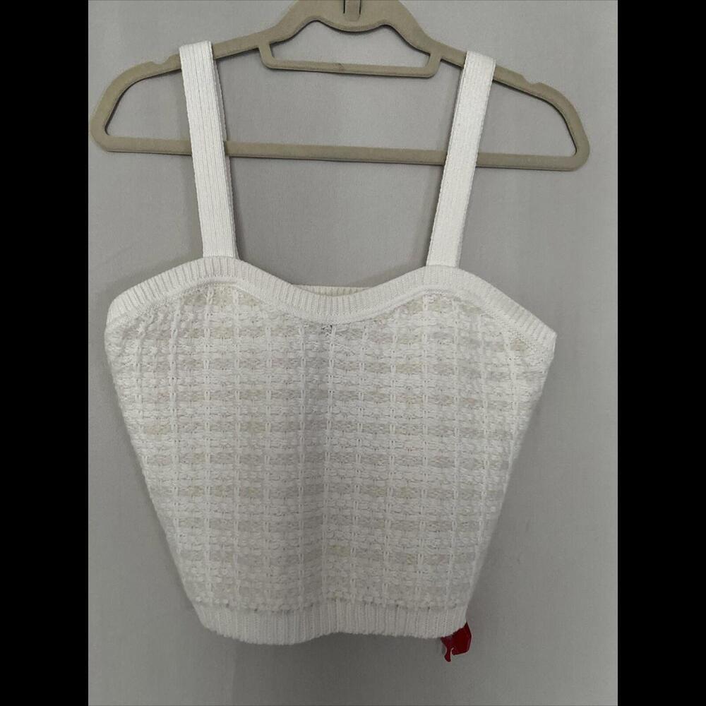NWT Maje White/Cream Crochet Knit Crop Top